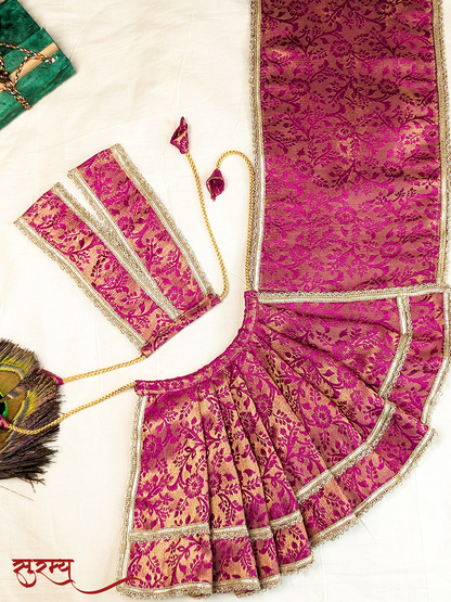 Rajrani Gulab Saree | Pink Silk Brocade Saree for Mata Rani Ji | Goddess Offering Saree | Devi Saree