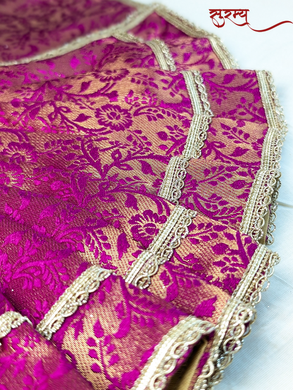 Rajrani Gulab Saree | Pink Silk Brocade Saree for Mata Rani Ji | Goddess Offering Saree | Devi Saree