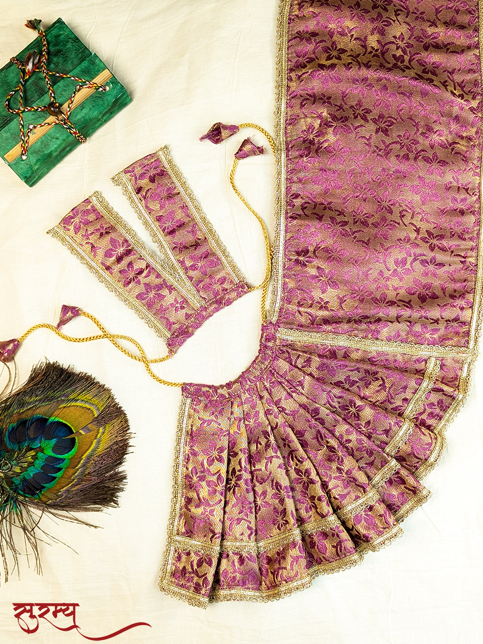 Divya Varna Saree | Purple Silk Brocade Saree for Mata Rani Ji | Saraswati Ji Saree | Royal Goddess Saree