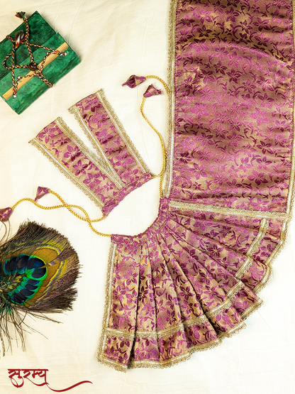 Divya Varna Saree | Purple Silk Brocade Saree for Mata Rani Ji | Saraswati Ji Saree | Royal Goddess Saree