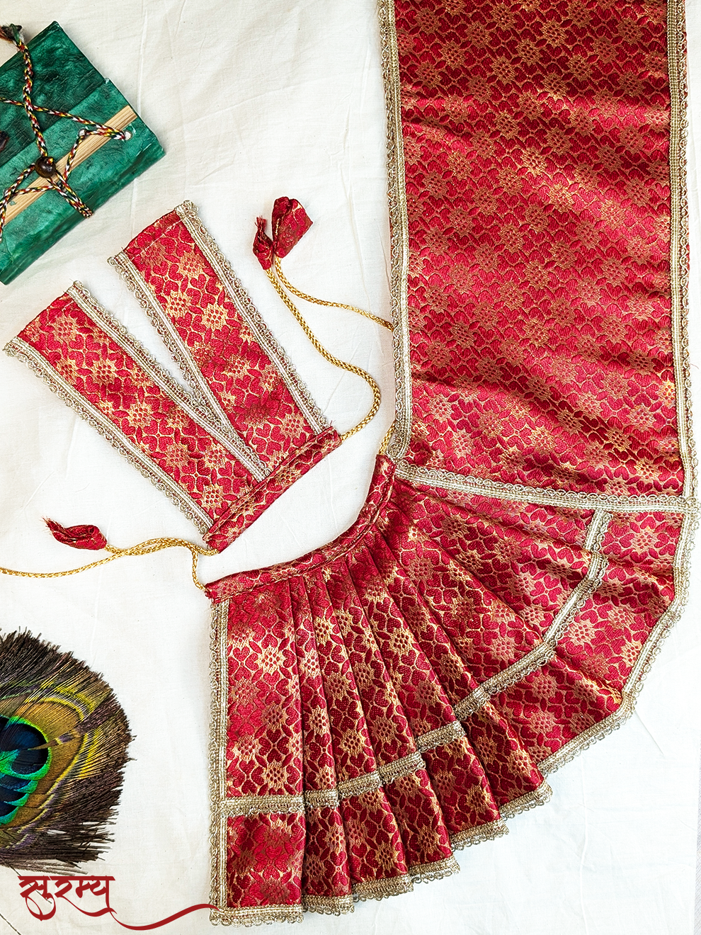 Kumkuma Devi Saree | Red Silk Brocade Saree for Mata Rani Ji | Durga Maa Saree