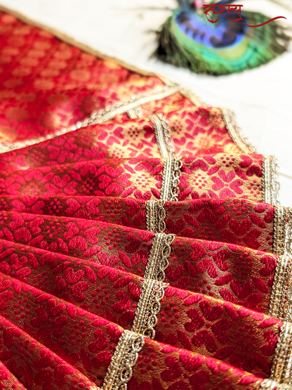 Kumkuma Devi Saree | Red Silk Brocade Saree for Mata Rani Ji | Durga Maa Saree