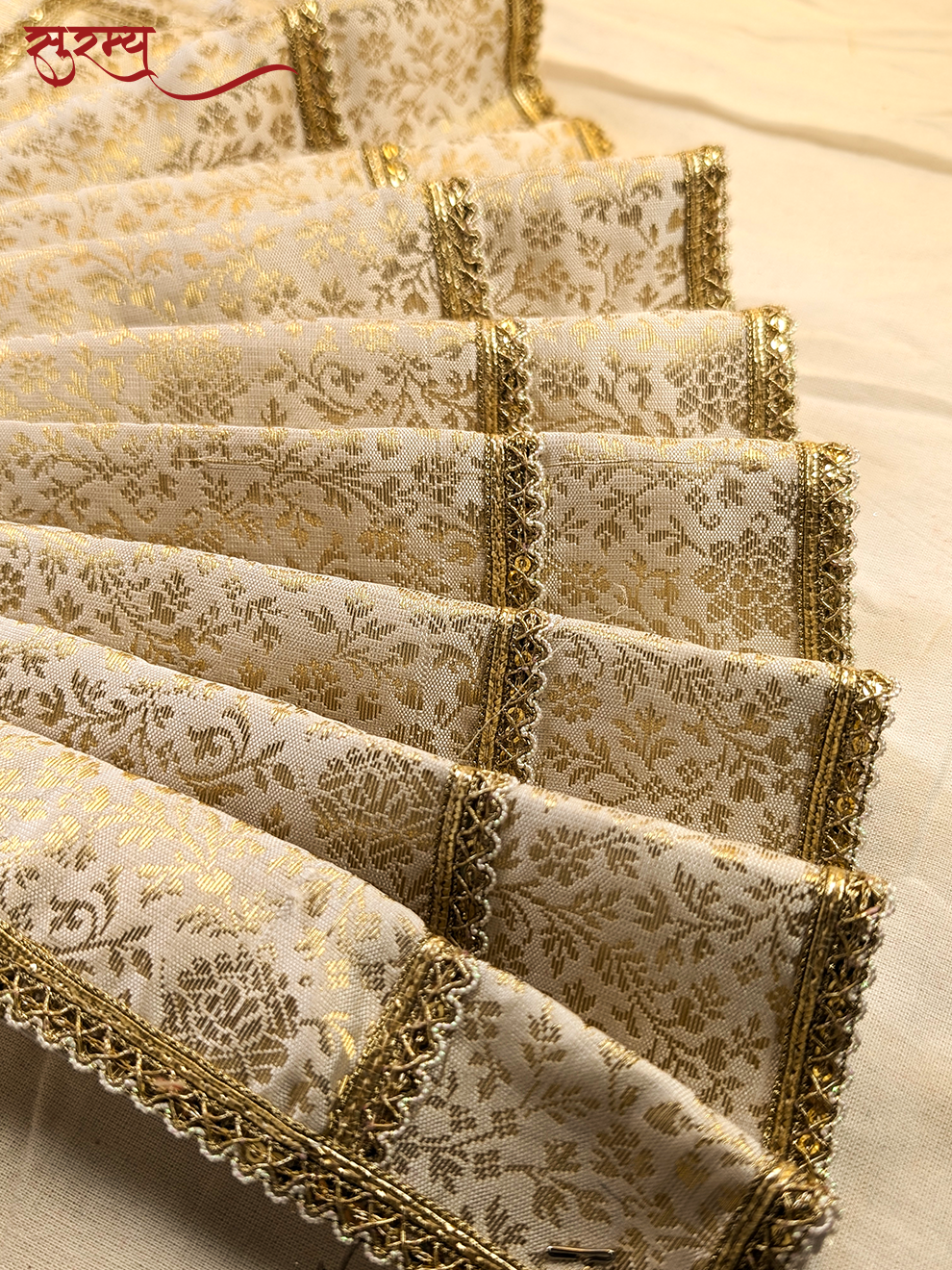 Shwet Kamal Saree | White Silk Brocade Saree for Mata Rani Ji | Pure Goddess Saree