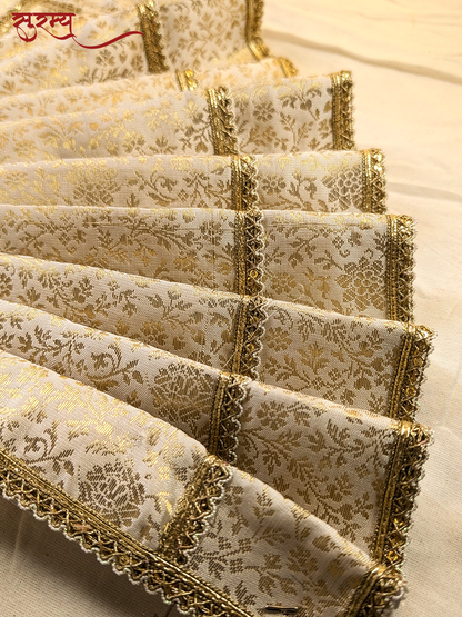 Shwet Kamal Saree | White Silk Brocade Saree for Mata Rani Ji | Pure Goddess Saree